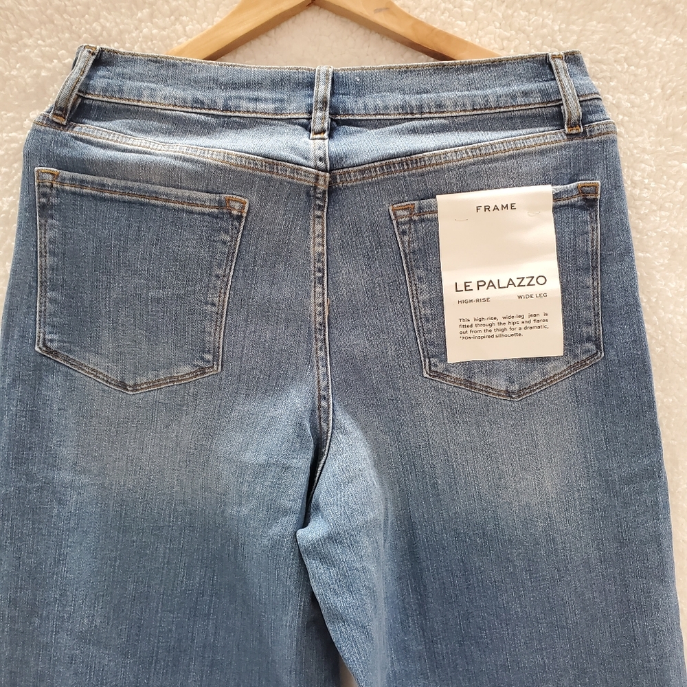 Frame Women's Size 32 Blue Le Palazzo High-Rise Wide Leg Denim Jeans Pants. - Picture 9 of 14